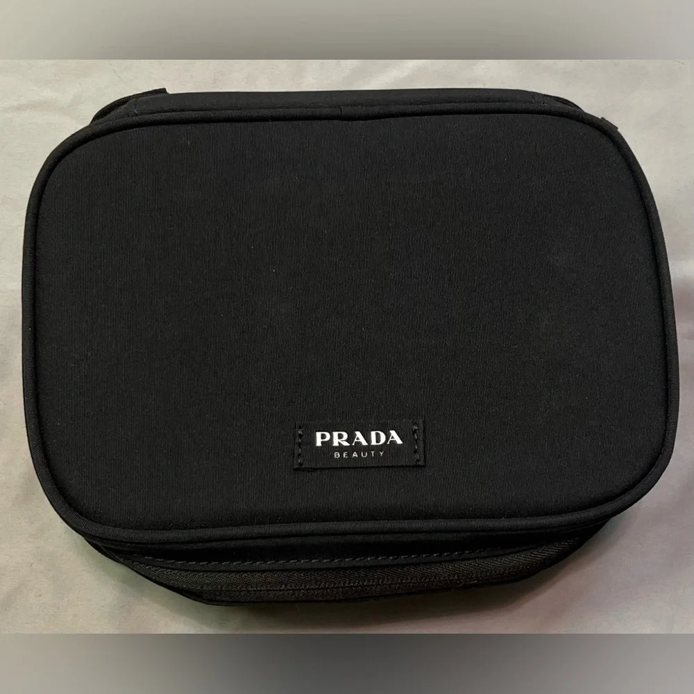 Prada Black Nylon Cosmetic Pouch Toiletry Case w/ Dust Bag